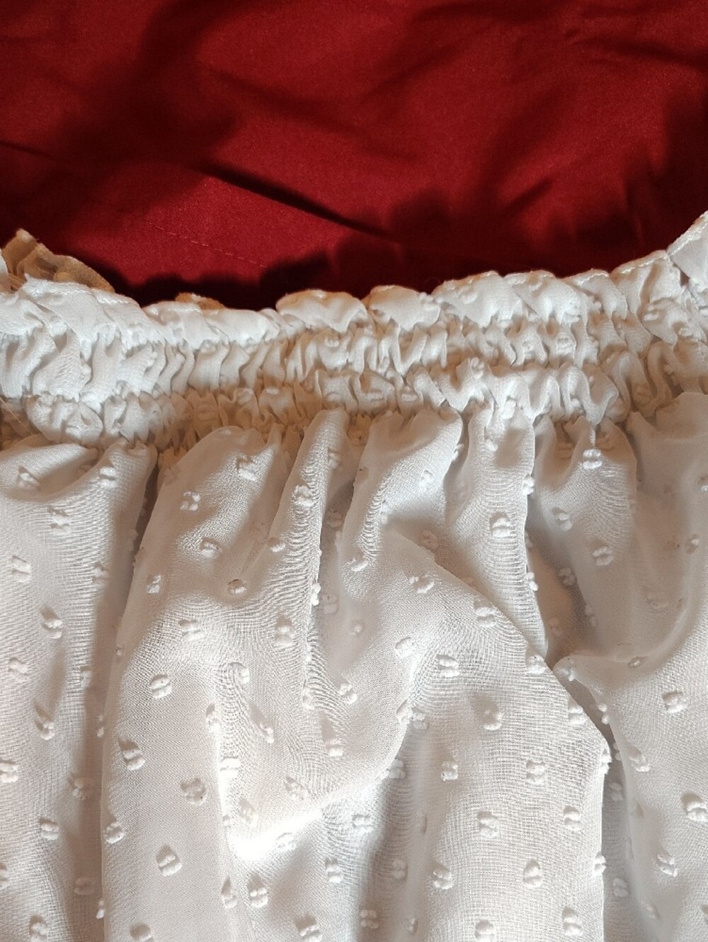 Kids White Off-Shoulder Smocked Top - Picture 2 of 4
